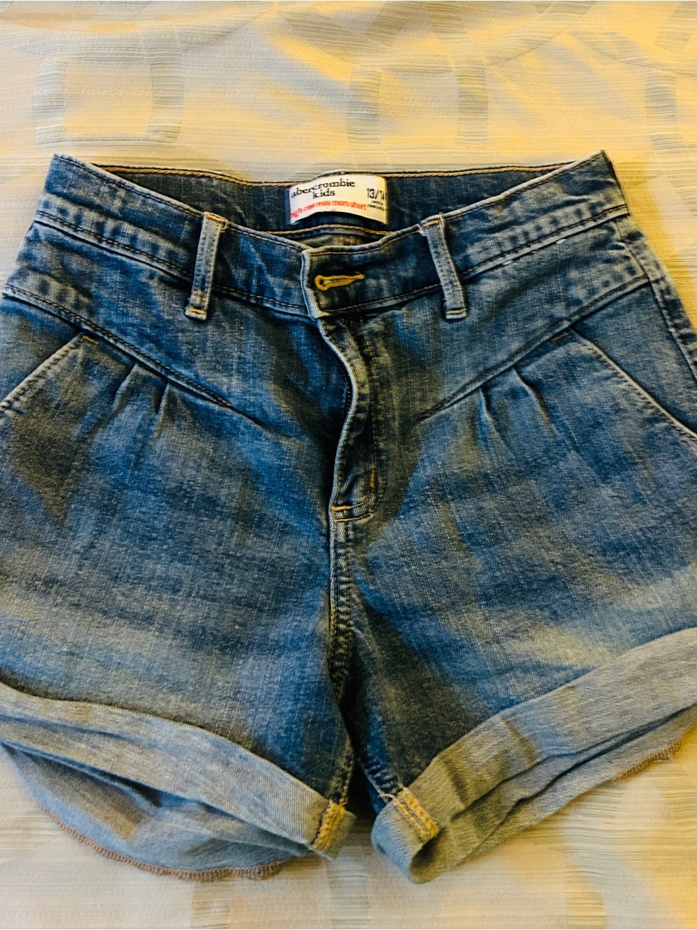 abercrombie kids Denim Rolled-Cuff Jean Shorts - Blue